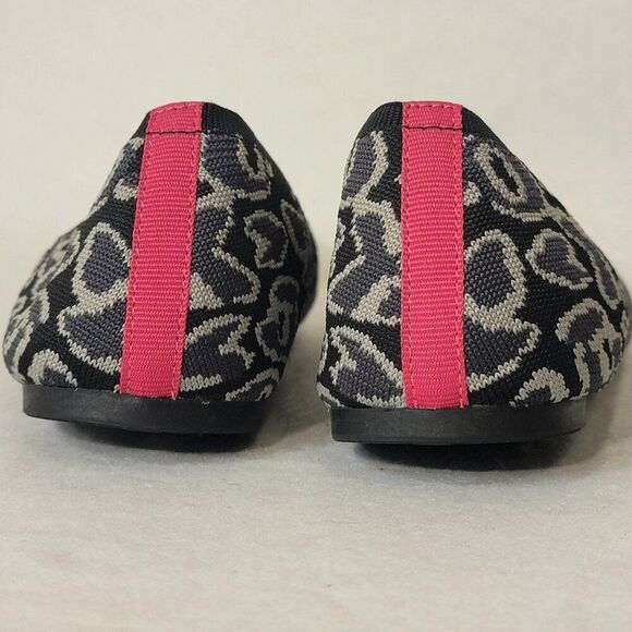 Serra Leopard Knit Flats Shoes 7 Recycled Washable Pointy Animal Print Mobwife - Picture 4 of 9